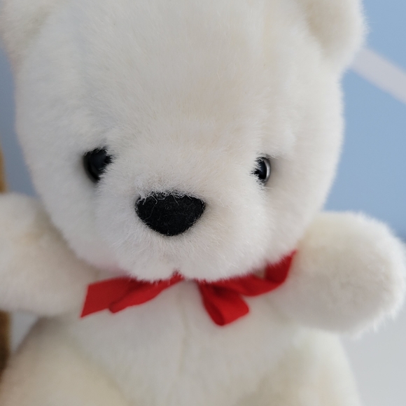 Two Cuddle Bears Vintage 1990s Full Stuffed Teddy Bears Caramel and White - Picture 7 of 14